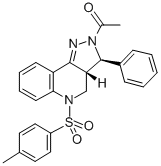 2H-Pyrazolo(4,3-c)quinoline, 3,3a,4,5-tetrahydro-2-acetyl-5-((4-methyl phenyl)sulfonyl)-3-phenyl-, cis- Structure