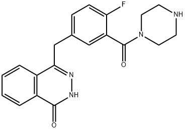 4-(4-フルオロ-3-(ピペラジン-1-カルボニル)ベンジル)フタラジン-1(2H)-オン 化学構造式