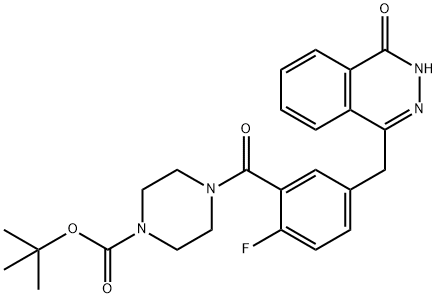 tert-butyl 4-(2-fluoro-5-((4-oxo-3,4-dihydrophthalazin-1-yl)Methyl)benzoyl)piperazine-1-carboxylate Struktur