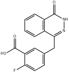 2-フルオロ-5-((4-オキソ-3,4-ジヒドロフタラジン-1-イル)メチル)安息香酸 化学構造式