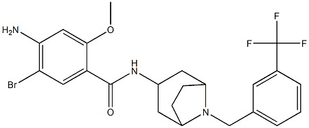 4-amino-5-bromo-2-methoxy-N-[8-[[3-(trifluoromethyl)phenyl]methyl]-8-a zabicyclo[3.2.1]oct-3-yl]benzamide Struktur