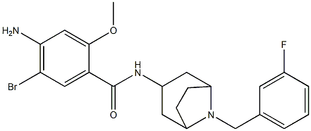 4-amino-5-bromo-N-[8-[(3-fluorophenyl)methyl]-8-azabicyclo[3.2.1]oct-3 -yl]-2-methoxy-benzamide Struktur