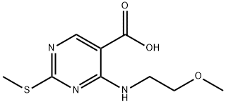 4-[(2-甲氧基乙基)氨基]-2-(甲硫基)-5-嘧啶羧酸, 76360-92-4, 结构式
