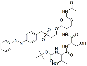 2-[[[4-(phenylazo)phenyl]methyl]sulphonyl]ethyl S-(acetamidomethyl)-N-[N-[N-(tert-butoxycarbonyl)-L-threonyl]-L-seryl]-L-cysteinate Struktur