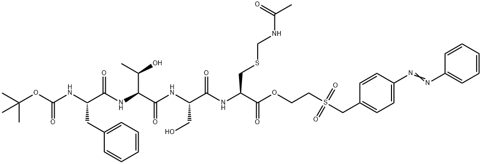 2-[[[4-(phenylazo)phenyl]methyl]sulphonyl]ethyl S-(acetamidomethyl)-N-[N-[N-[N-(tert-butoxycarbonyl)-3-phenyl-L-alanyl]-L-threonyl]-L-seryl]-L-cysteinate Struktur