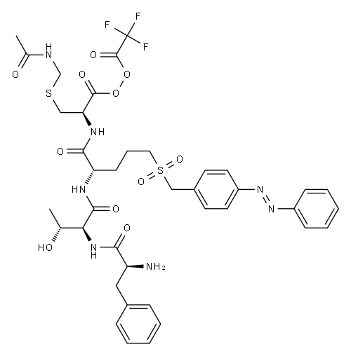 2-[[[4-(phenylazo)phenyl]methyl]sulphonyl]ethyl S-(acetamidomethyl)-N-[N-(N-3-phenyl-L-alanyl-L-threonyl)-L-seryl]-L-cysteinate, mono(perfluoroacetate) Structure