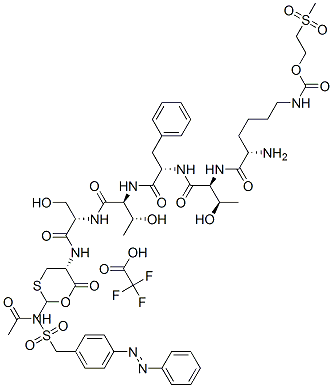 l-Cysteine, S-[(acetylamino)methyl]-N-[N-[N-[N-[N-[N6-[[2-(methylsulfonyl)ethoxy]carbonyl]-l-lysyl]-l-threonyl]-l-phenylalanyl]-l-threonyl]-l-seryl]-, 2-[[[4-(phenylazo)phenyl]methyl]sulfonyl]ethyl ester, mono(trifluoroacetate) (salt) Struktur