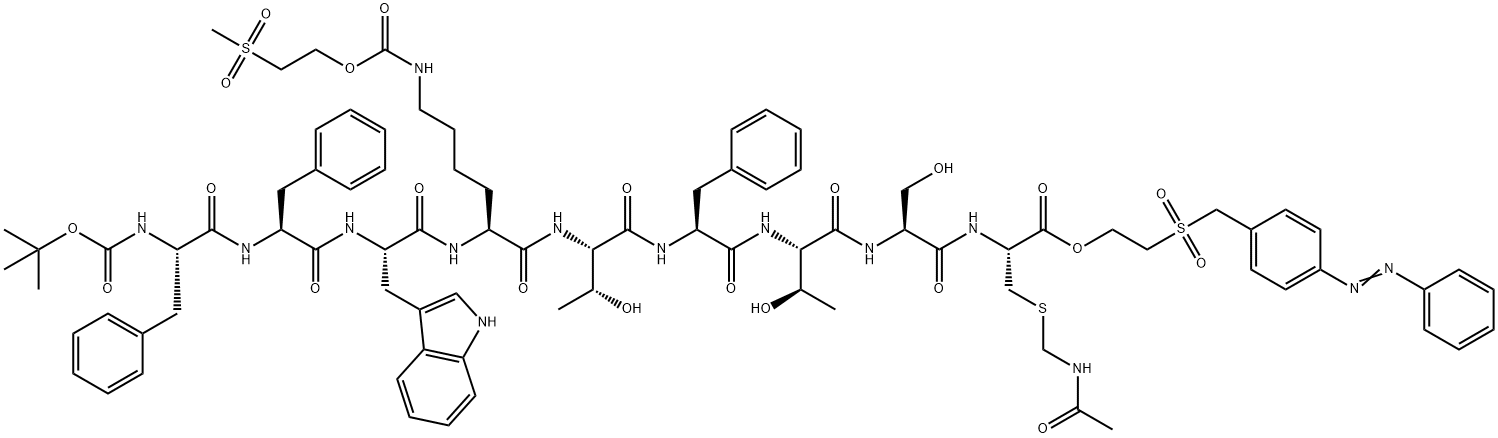 l-Cysteine, S-[(acetylamino)methyl]-N-[N-[N-[N-[N-[N2-[N-[N-[N-[(1,1-dimethylethoxy)carbonyl]-l-phenylalanyl]-l-phenylalanyl]-l-tryptophyl]-N6-[[2-(methylsulfonyl)ethoxy]carbonyl]-l-lysyl]-l-threonyl]-l-phenylalanyl]-l-threonyl]-l-seryl]-, Struktur
