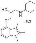 2-Propanol, 1-(cyclohexylamino)-3-((1,2,3-trimethyl-1H-indol-4-yl)oxy) -, monohydrochloride Structure