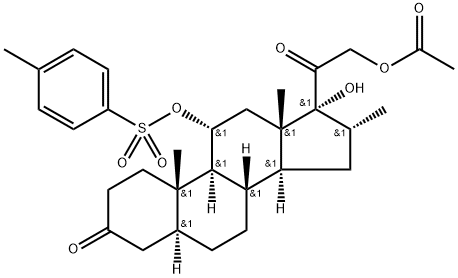16α-メチル-3,20-ジオキソ-5α-プレグナン-11α,17,21-トリオール21-アセタート11-(4-メチルベンゼンスルホナート) 化学構造式