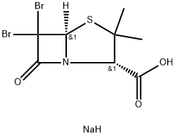 sodium (2S-cis)-6,6-dibromo-3,3-dimethyl-7-oxo-4-thia-1-azabicyclo[3.2.0]heptane-2-carboxylate Structure