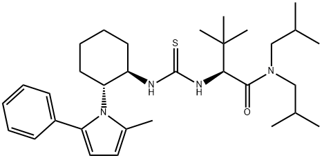 (2S)-3,3-ジメチル-2-[[(1R,2R)-2-(2-メチル-5-フェニル-1-ピロリル)シクロヘキシル]チオウレイド]-N,N-ビス(2-イソブチル)ブタンアミド 化学構造式