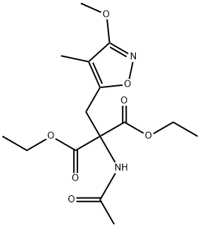 Propanedioic acid, (acetylamino)(3-methoxy-4-methyl-5-isoxazolyl)methyl-, diethyl ester Structure