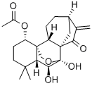 1α-アセトキシ-7α,20-エポキシ-6β,7-ジヒドロキシカウラ-16-エン-15-オン 化学構造式