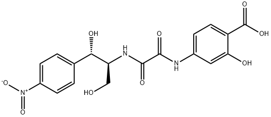 4-[[[(1S,2S)-1,3-dihydroxy-1-(4-nitrophenyl)propan-2-yl]carbamoylformy l]amino]-2-hydroxy-benzoic acid Structure