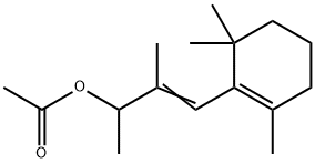 3-メチル-4-(2,6,6-トリメチル-1-シクロヘキセン-1-イル)-3-ブテン-2-オールアセタート 化学構造式