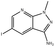 5-ヨード-1-メチル-1H-ピラゾロ[3,4-B]ピリジン-3-アミン 化学構造式