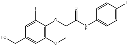 ACETAMIDE, N-(4-FLUOROPHENYL)-2-[4-(HYDROXYMETHYL)-2-IODO-6-METHOXYPHENOXY]- 化学構造式
