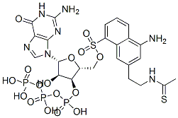 guanosine-5'-O-(3-thio-(acetylaminoethyl)-1-naphthylamine-5-sulfonic acid)triphosphate Struktur