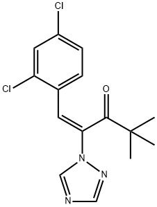 (E)-1-(2,4-ジクロロフェニル)-2-(1H-1,2,4-トリアゾール-1-イル)-4,4-ジメチル-1-ペンテン-3-オン 化学構造式