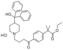 Ethyl 4-{4-[4-(hydroxydiphenylmethyl)-1-piperidinyl]-1-oxobutyl}-alpha,alpha-dimethylbenzeneacetate hydrochloride Structure