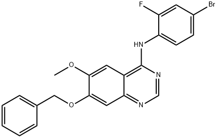 7-(苄氧基)-4-(4-溴-2-氟苯胺基)-6-甲氧基喹唑啉, 768350-54-5, 结构式