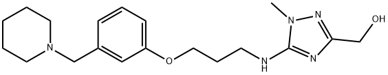 1-メチル-5-[[3-[3-(1-ピペリジニルメチル)フェノキシ]プロピル]アミノ]-1H-1,2,4-トリアゾール-3-メタノール 化学構造式