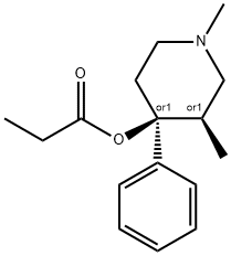 rel-1,3α*-ジメチル-4-フェニルピペリジン-4α*-オールプロパノアート 化学構造式