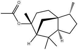(3R,8aβ)-2,3,4,5,6,7,8,8a-オクタヒドロ-3β,6,8,8-テトラメチル-1H-3aα,7α-メタノアズレン-6β-オールアセタート 化学構造式