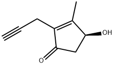 (4S)-4-hydroxy-3-methyl-2-prop-2-ynyl-cyclopent-2-en-1-one 化学構造式
