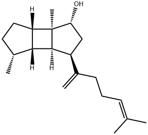 (+)-Decahydro-1,9-dimethyl-4-methylene-9-(4-methyl-3-pentenyl)-3a,7-methanoazulen-3-ol 结构式