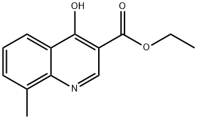 4-ヒドロキシ-8-メチル-3-キノリンカルボン酸エチル 化学構造式