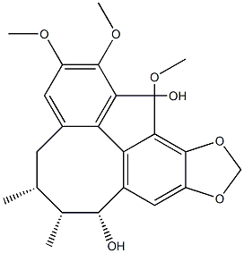 5,6,7,8-テトラヒドロ-2,3,13-トリメトキシ-6,7-ジメチルベンゾ[3,4]シクロオクタ[1,2-f][1,3]ベンゾジオキソール-1,8-ジオール 化学構造式