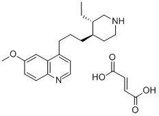 Quinoline, 4-(3-(3-ethyl-4-piperidinyl)propyl)-6-methoxy-, (3S-trans)- , (E)-2-butenedioate (1:1) Structure