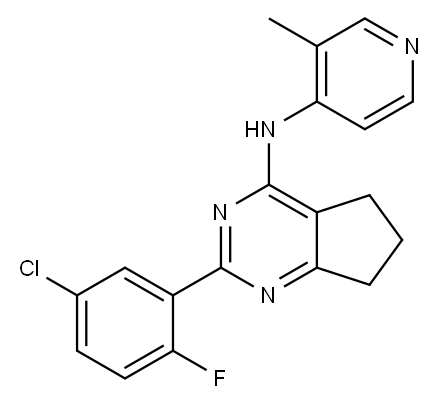 5H-CyclopentapyriMidin-4-aMine, 2-(5-chloro-2-fluorophenyl)-6,7-dihydro-N-(3-Methyl-4-pyridinyl)- (9CI) Structure