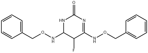 5-fluoro-4,6-bis(phenylmethoxyamino)-5,6-dihydro-1H-pyrimidin-2-one Struktur