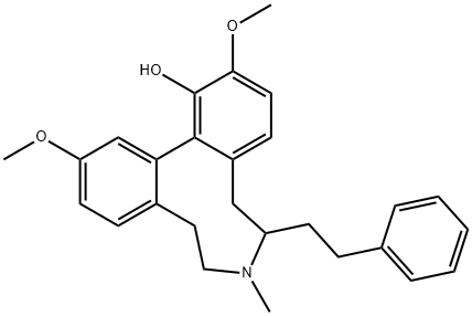 6,7,8,9-テトラヒドロ-2,12-ジメトキシ-7-メチル-6-(2-フェニルエチル)-5H-ジベンゾ[d,f]アゾニン-1-オール 化学構造式