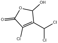 2-ヒドロキシ-3-(ジクロロメチル)-4-クロロ-5(2H)-フラノン 化学構造式
