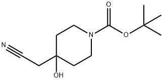 tert-Butyl 4-(cyanomethyl)-4-hydroxypiperidine-1-carboxylate 化学構造式