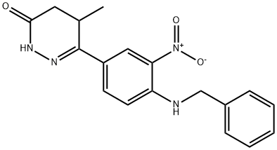 6-(4-苄基氨基-3-硝基苯基)-5-甲基-2,3,4,5-四氢哒嗪-3-酮, 77469-62-6, 结构式