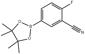 2-フルオロ-5-(4,4,5,5-テトラメチル-1,3,2-ジオキサボロラン-2-イル)ベンゾニトリル 化学構造式