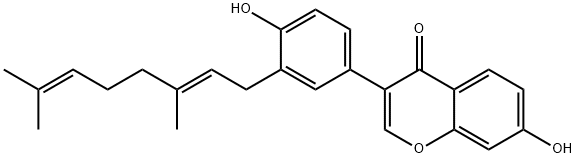 3-[3-[(2E)-3,7-Dimethyl-2,6-octadien-1-yl]-4-hydroxyphenyl]-7-hydroxy-4H-1-benzopyran-4-one Struktur