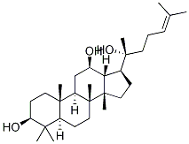 (20R)-5α-ダンマラ-24-エン-3α,12β,20-トリオール 化学構造式