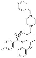 Benzenesulfonamide, N-(2-hydroxy-3-(4-(phenylmethyl)-1-piperazinyl)pro pyl)-4-methyl-N-(2-(2-propentyloxy)phenyl)- Structure