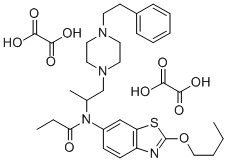 Propanamide, N-(2-butoxy-6-benzothiazolyl)-N-(1-methyl-2-(4-(2-phenyle thyl)-1-piperazinyl)ethyl)-, ethanedioate (1:2) Structure
