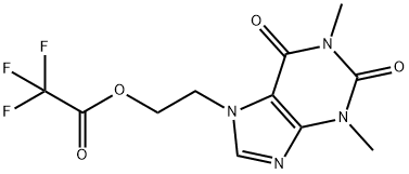 Acetic acid, trifluoro-, 2-(1,2,3,6-tetrahydro-1,3-dimethyl-2,6-dioxo- 7H-purin-7-yl)ethyl ester Struktur