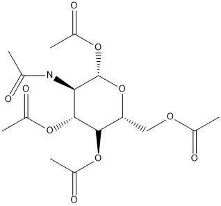 2-アセトアミド-1,3,4,6-テトラ-O-アセチル-2-デオキシ-β-D-グルコピラノース 化学構造式