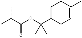 2-甲基-丙酸-1-甲基-1-(4-甲基-3-环己烯-1-基)乙酯,7774-65-4,结构式