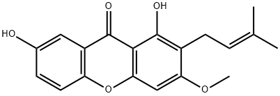1,7-ジヒドロキシ-3-メトキシ-2-プレニルキサントン 化学構造式