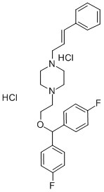 1-[2-[ビス(4-フルオロフェニル)メトキシ]エチル]-4-(3-フェニル-2-プロペニル)ピペラジン·2メタンスルホン酸 化学構造式
